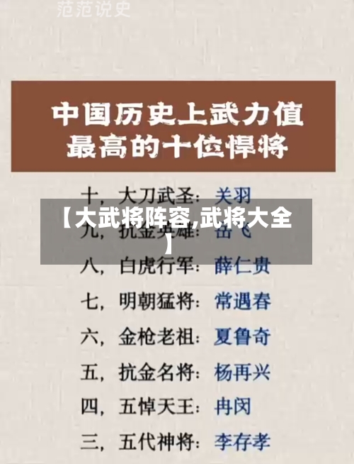 【大武将阵容,武将大全】