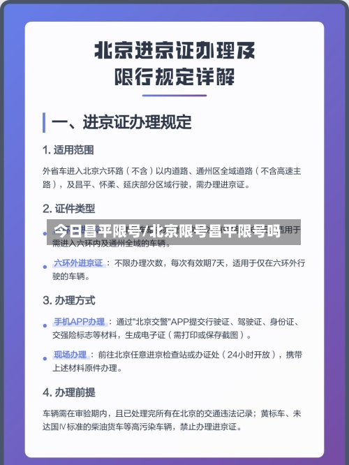 今日昌平限号/北京限号昌平限号吗