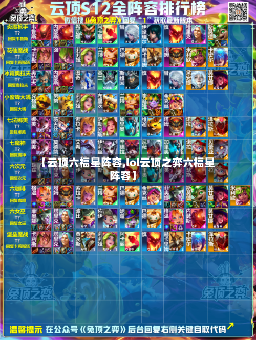 【云顶六福星阵容,lol云顶之弈六福星阵容】