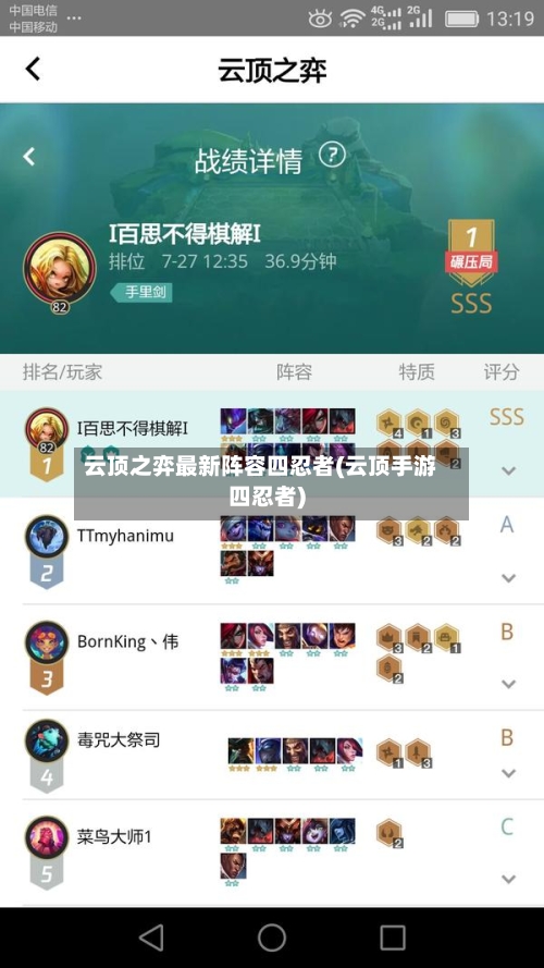 云顶之弈最新阵容四忍者(云顶手游四忍者)