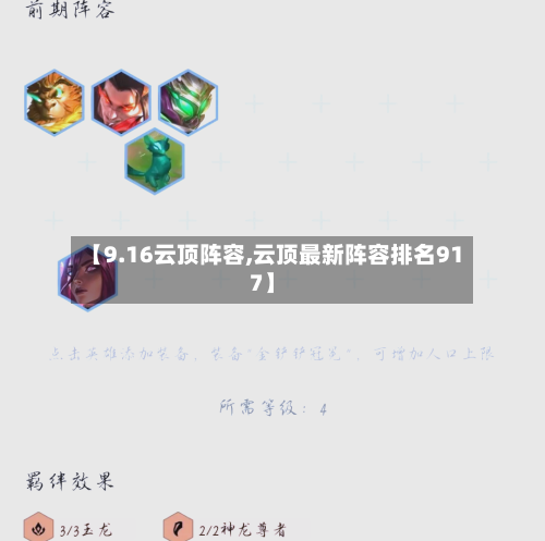 【9.16云顶阵容,云顶最新阵容排名917】-第2张图片