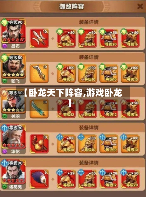 【卧龙天下阵容,游戏卧龙】