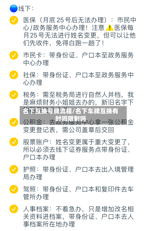 名下互换号牌流程/名下车牌互换有时间限制吗-第2张图片