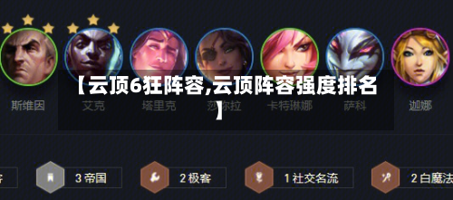 【云顶6狂阵容,云顶阵容强度排名】
