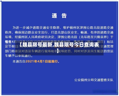 【魏县限号最新,魏县限号今日查询表】