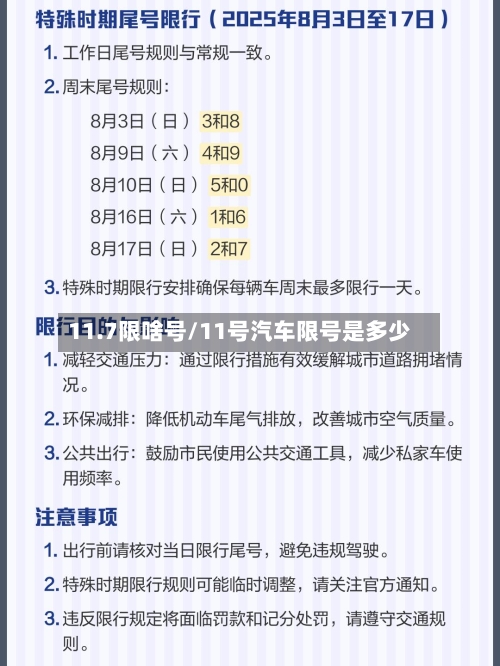 11.7限啥号/11号汽车限号是多少