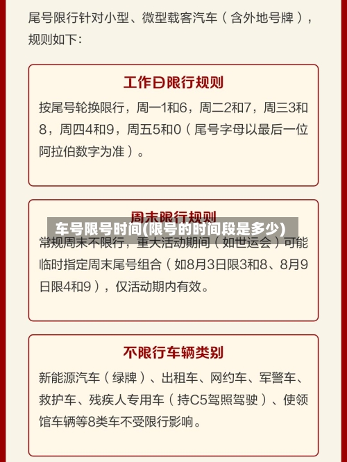 车号限号时间(限号的时间段是多少)