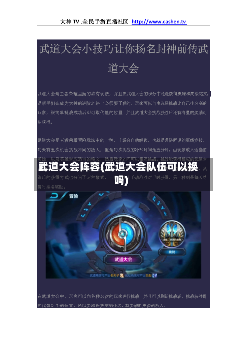 武道大会阵容(武道大会队伍可以换吗)
